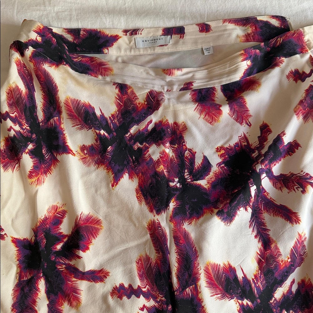 Equipment Cream Skirt with Pink and Purple Burst Palm Tree Print